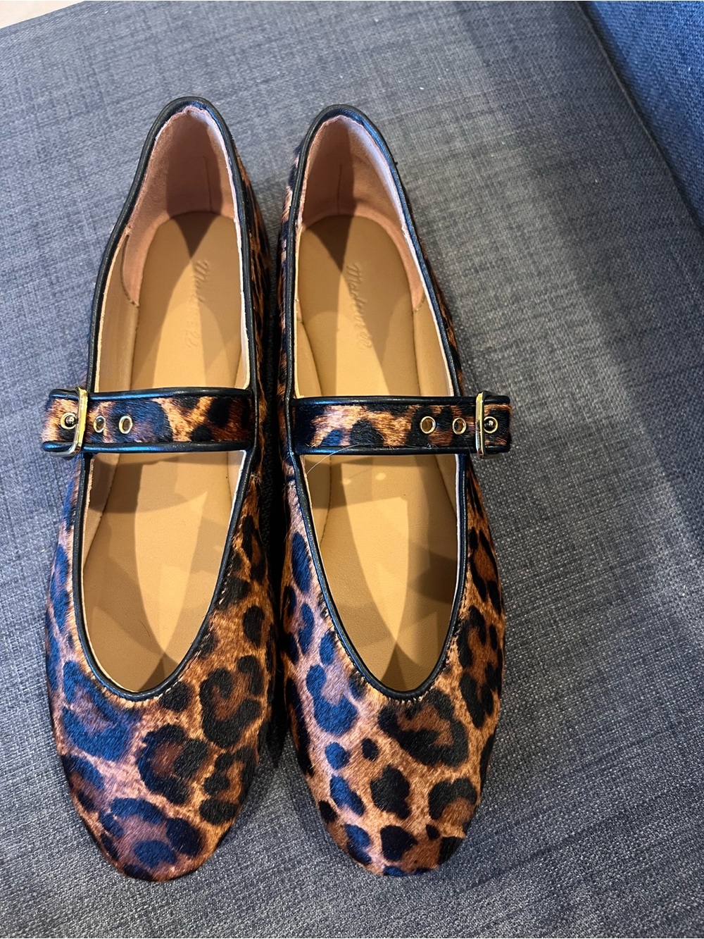 Madewell The Remy Mary Jane Flats in Leopard Haircalf / Ponyhair - Size 8 NWOB